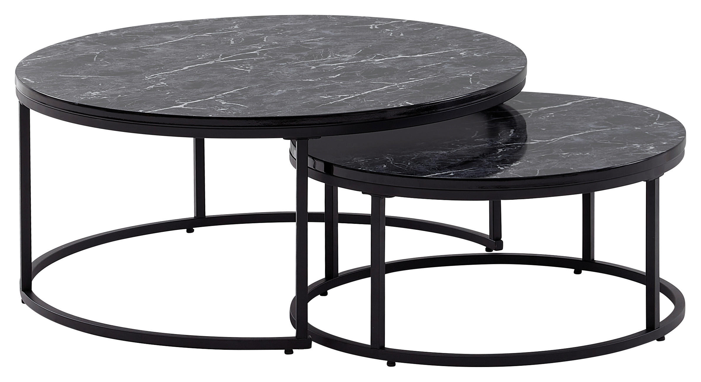 SATZTISCH rund Schwarz  - Schwarz, MODERN, Holzwerkstoff/Metall (80/80/36cm) - MID.YOU