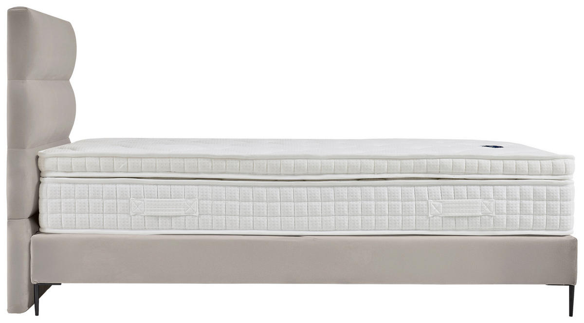 BOXSPRINGBETT 140/200 cm  in Creme  - Creme/Schwarz, MODERN, Holzwerkstoff/Textil (140/200cm) - MID.YOU