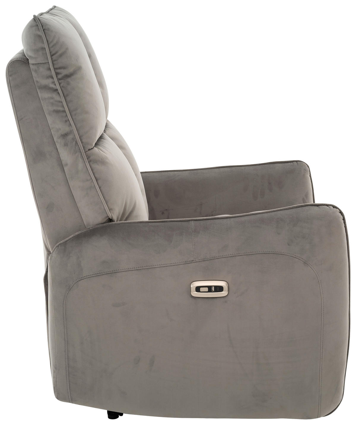 RELAXSESSEL Samt Relaxfunktion, Rücken echt    - Schwarz/Grau, Design, Textil/Metall (76/109/87cm) - Carryhome