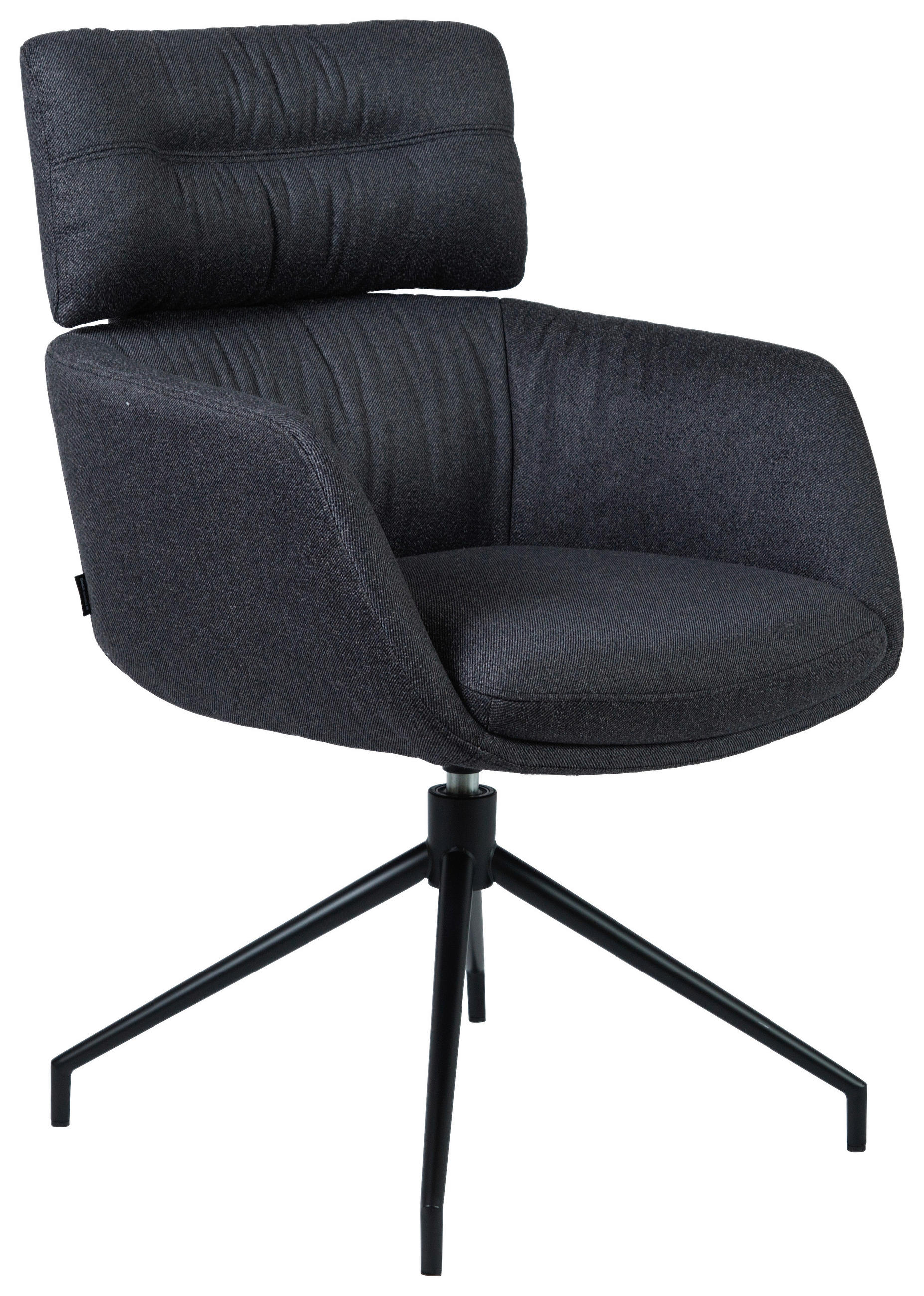ARMLEHNSTUHL  Stoffauswahl, Sitzfläche 360° drehbar, automatische Rückholfunktion Webstoff  Graphitfarben, Schwarz  - Graphitfarben/Schwarz, Design, Textil/Metall (62/92/66cm) - Dieter Knoll