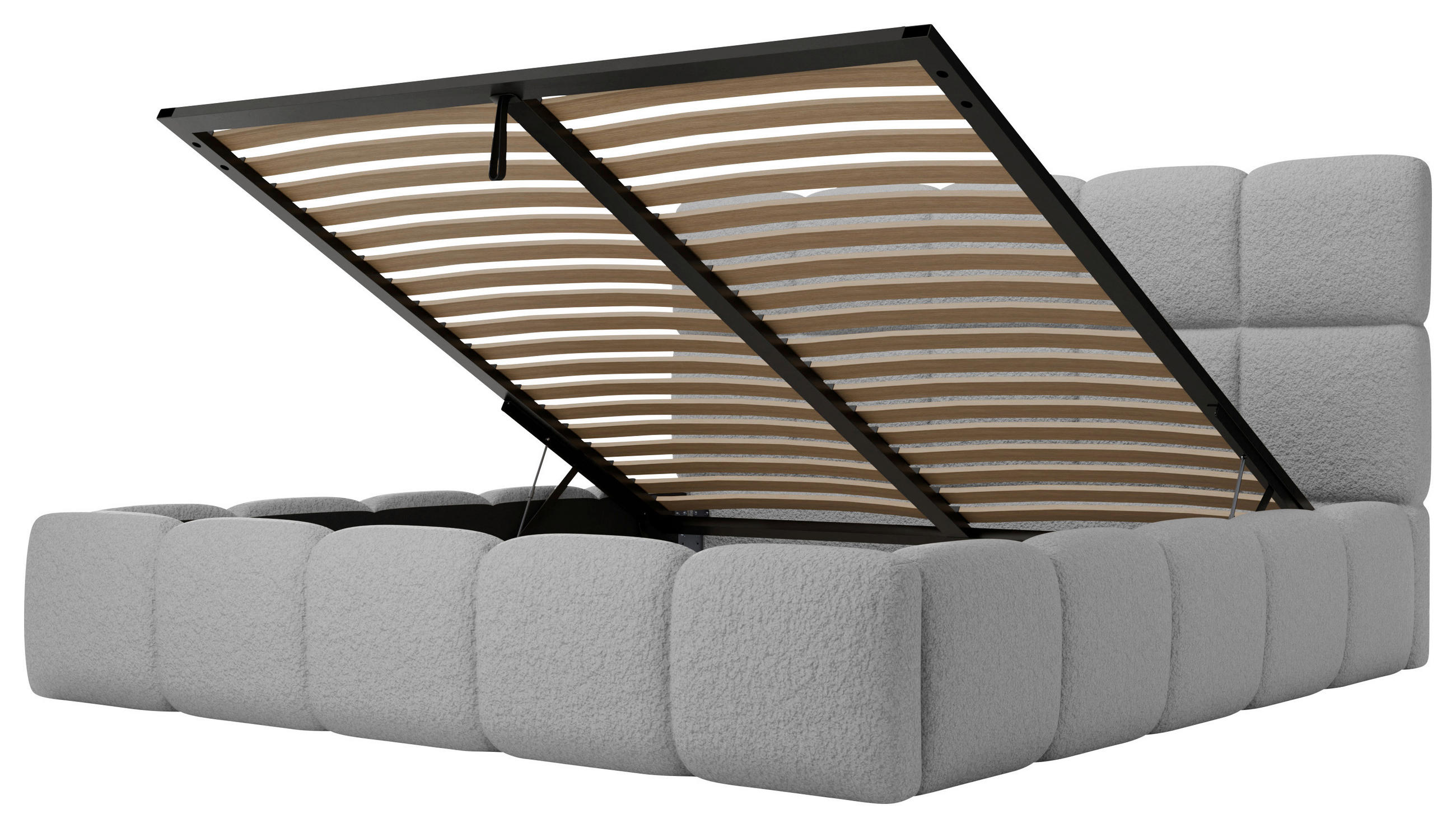 POLSTERBETT Cloudy Lattenrost, Bettkasten 120/200 cm  in Grau  - Schwarz/Grau, Design, Holz/Textil (120/200cm) - Boxxx