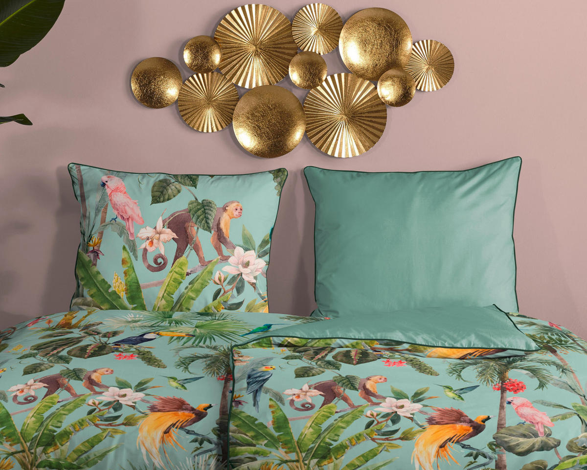 BETTWÄSCHE Descanso Satin 140/200 cm  - Jadegrün/Olivgrün, Trend, Textil (140/200cm)