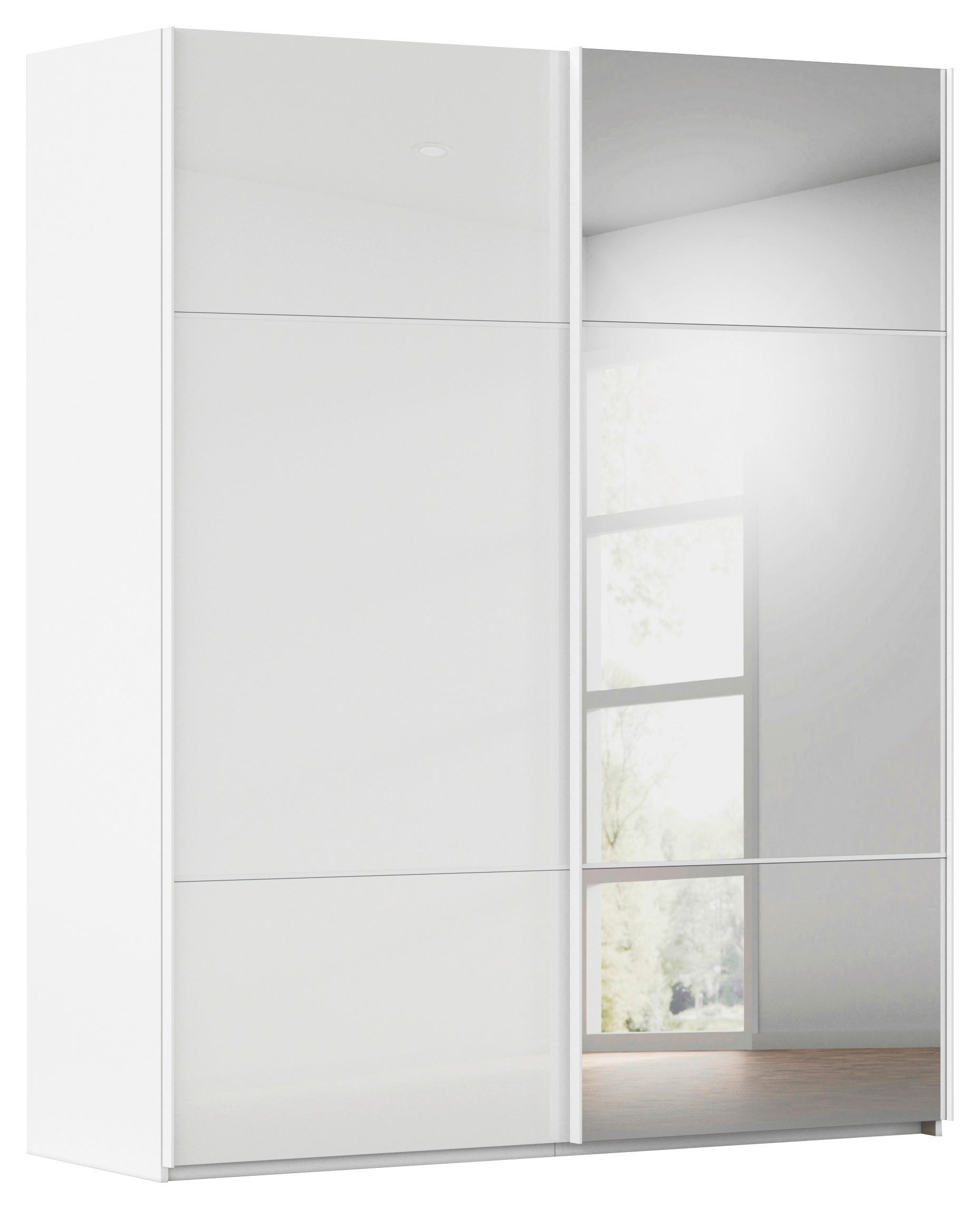 SCHWEBETÜRENSCHRANK 201/223/68 cm,  in Weiß, 2 Tür(en)  - Weiß, KONVENTIONELL, Glas/Holzwerkstoff (201/223/68cm) - Novel