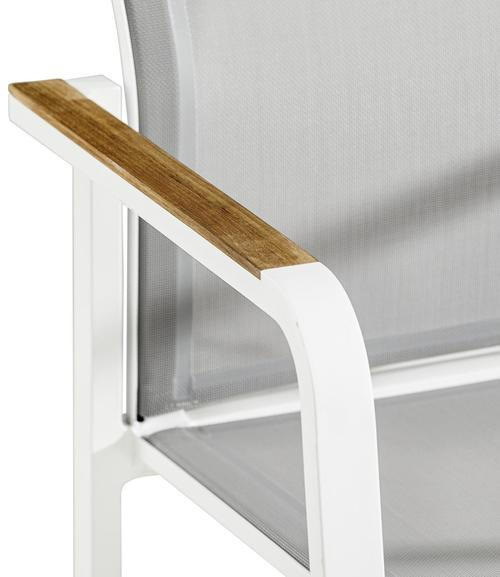STAPELSESSEL Teakholz Aluminium Weiß, Hellgrau, Teakfarben  - Hellgrau/Weiß, Holz/Textil (55/85/61cm) - Zebra 