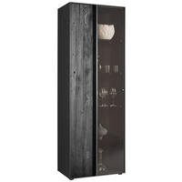 VITRINE  in massiv Kernbuche, Kernesche Anthrazit  - Anthrazit/Schwarz, Design, Glas/Holz (72/204/44cm) - Johann Jakob