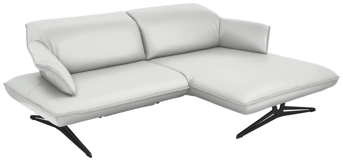 ECKSOFA in Echtleder Weiß  252/169 cm  - Beige/Schwarz, Design, Leder/Metall (252/169cm) - Koinor