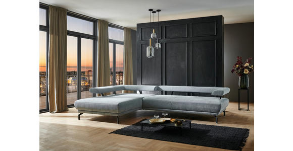 ECKSOFA in Chenille Hellblau 224/305 cm - Schwarz/Hellblau, Design, Textil/Metall (224/305cm) - Dieter Knoll