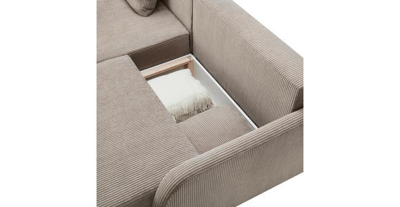 ECKSOFA in Cord Taupe  - Taupe/Schwarz, KONVENTIONELL, Kunststoff/Textil (217/146cm) - Carryhome