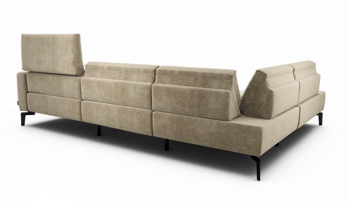 ECKSOFA Cosy Naturfarben Samt  - Schwarz/Naturfarben, Design, Textil/Metall (213/296cm) - SENSOO