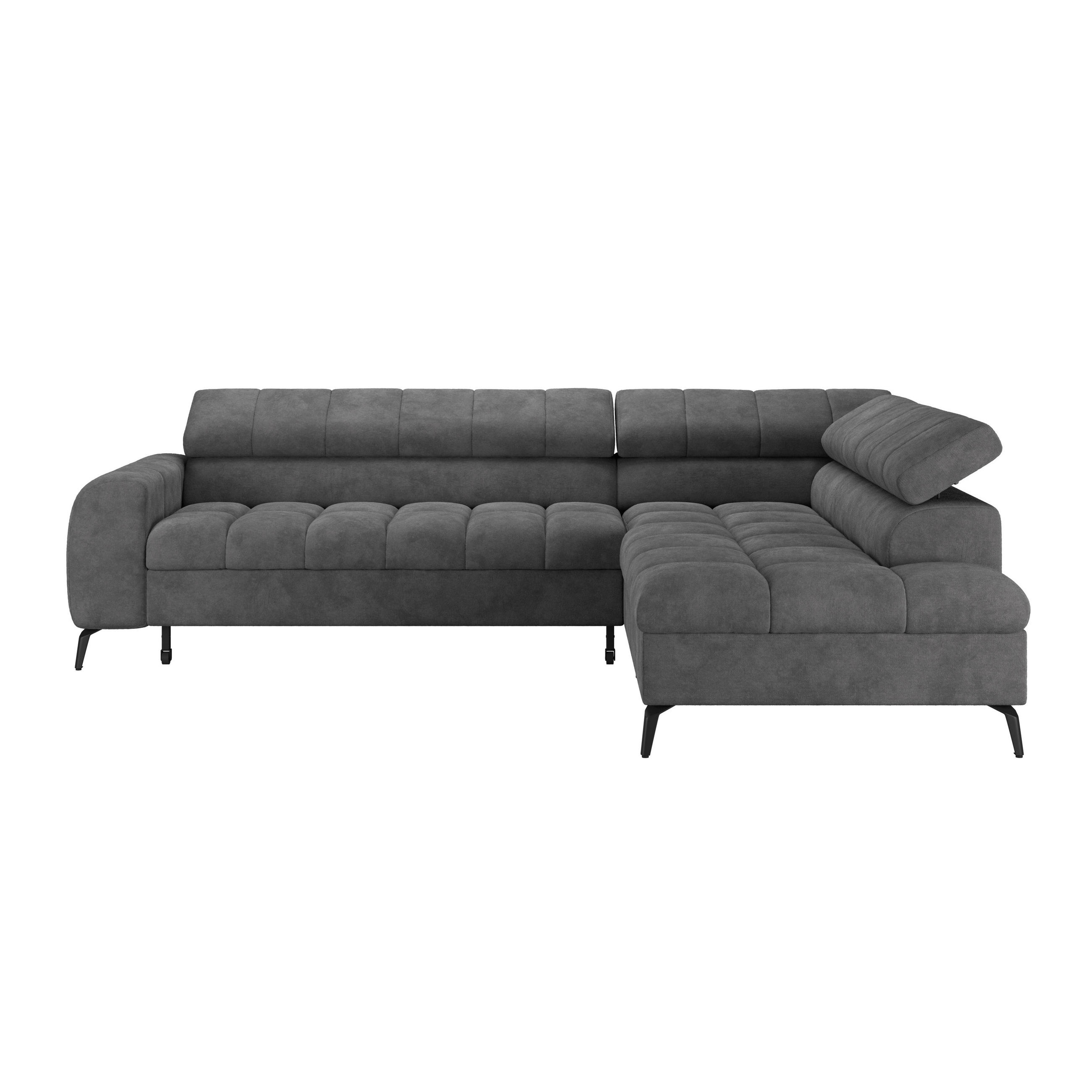 ECKSOFA Dunkelgrau  - Dunkelgrau/Schwarz, Trend, Kunststoff/Textil (261/203cm) - Livetastic