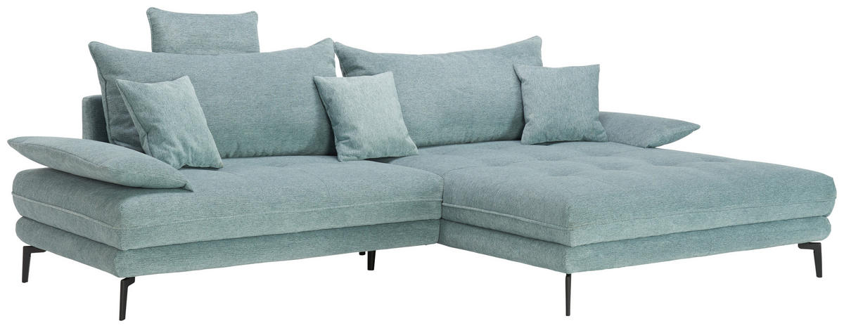 ECKSOFA in Webstoff Blau  292/173 cm  - Blau/Schwarz, MODERN, Textil/Metall (292/173cm) - Carryhome