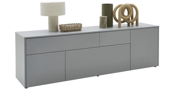 LOWBOARD  in 184/57/41 cm  - Eichefarben/Schwarz, Design, Holzwerkstoff/Kunststoff (184/57/41cm) - Voleo