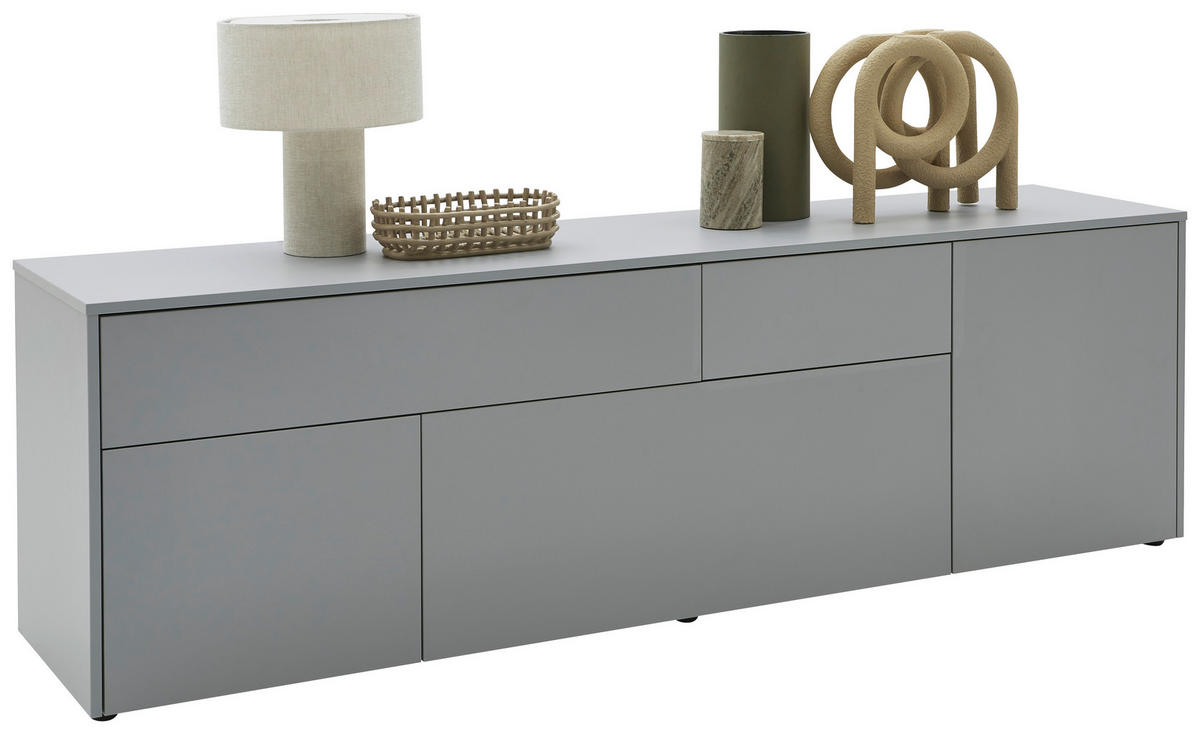 COMODĂ JOASĂ 184/57/41 cm  - culoare lemn stejar/negru, Design, plastic/material pe bază de lemn (184/57/41cm) - Voleo