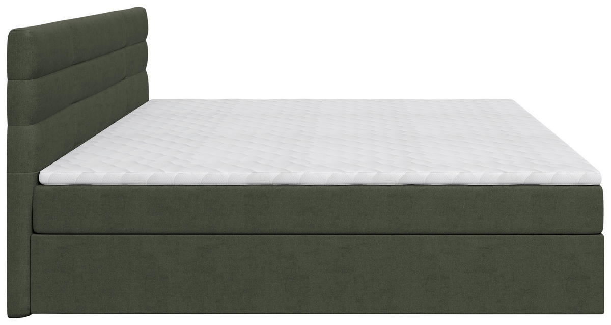 BOXBETT 160/200 cm  Dunkelgrün  - Dunkelgrün/Schwarz, Konventionell, Holz/Kunststoff (160/200cm) - Carryhome