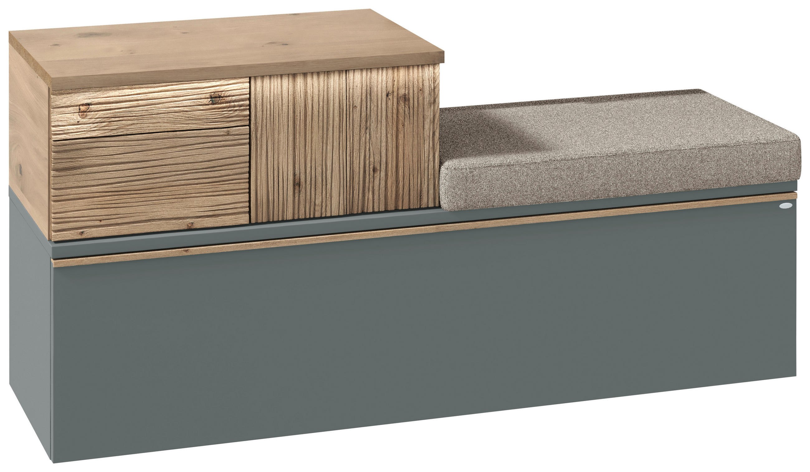 GARDEROBENBANK 128/62/42,9 cm  - Wildeiche/Graugrün, Design, Holz/Holzwerkstoff (128/62/42,9cm) - Voglauer