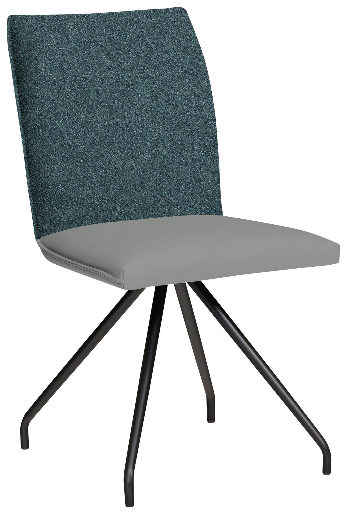 STUHL  in Stahl Mikrofaser Metall, Textil  - Graublau/Schwarz, Design, Textil/Metall (49/91/60cm) - Moderano