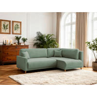 ECKSOFA MILOS Grün Flachgewebe, Struktur Rückenkissen, Bettkasten, Schlaffunktion, Rücken echt  - Naturfarben/Grün, Design, Textil (224/148cm) - P & B
