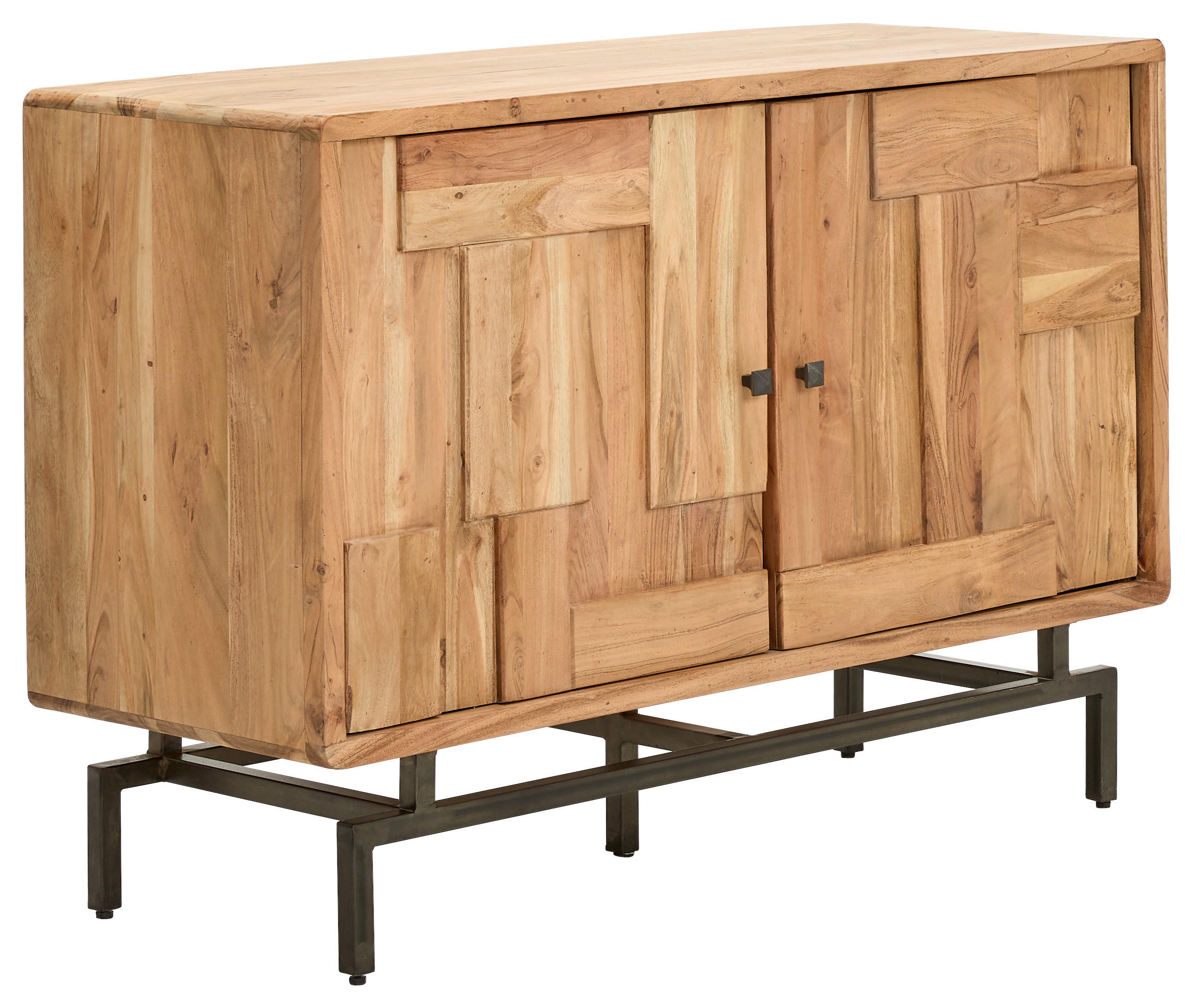 BYRÅ 118/80/45 cm  - mörkgrå/akaciefärgad, Natur, metall/trä (118/80/45cm) - MID.YOU