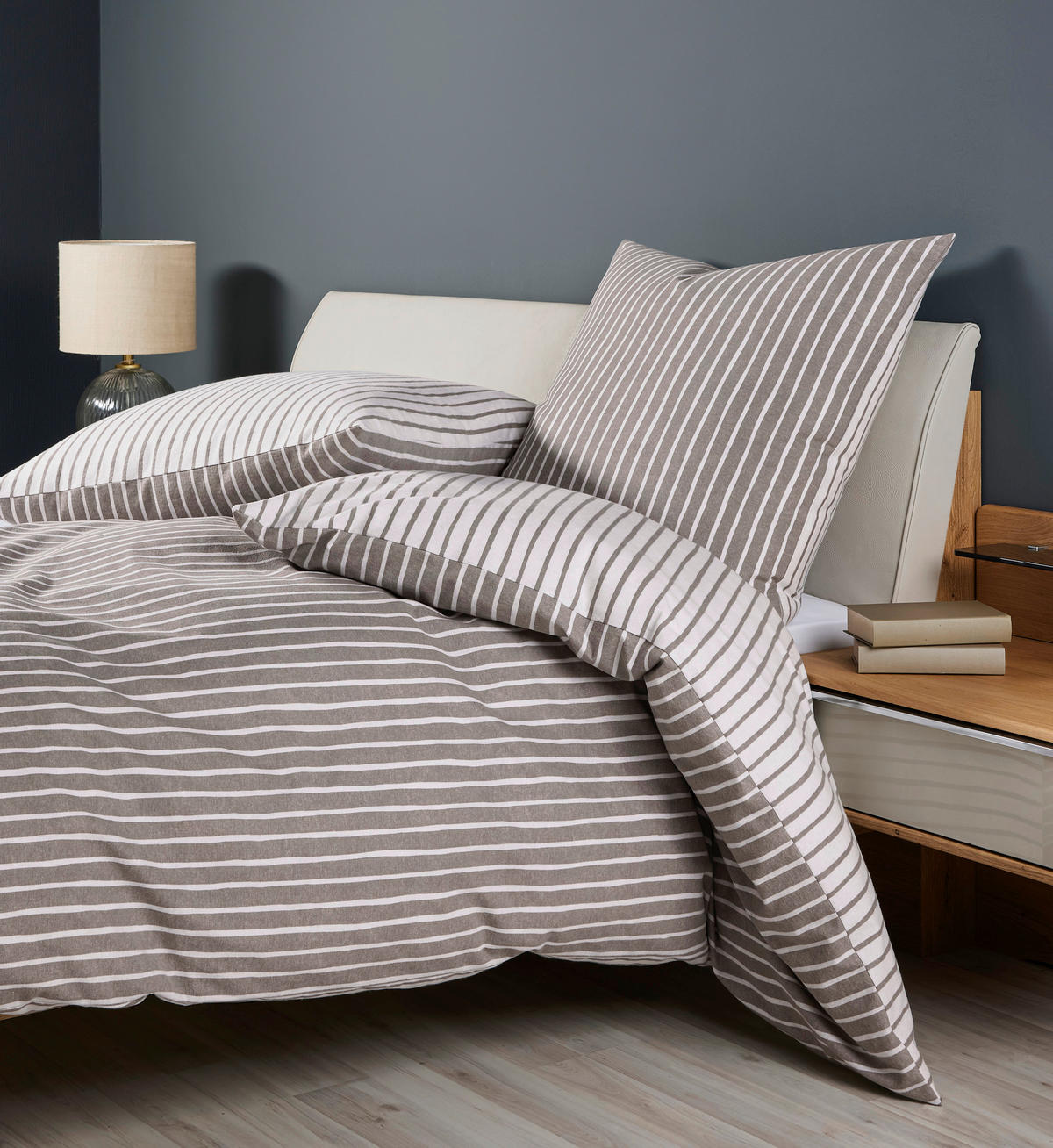 POSTELJNINA 135/200 cm bombažni flanel rjava  - rjava, Konvencionalno, tekstil (135/200cm) - Janine