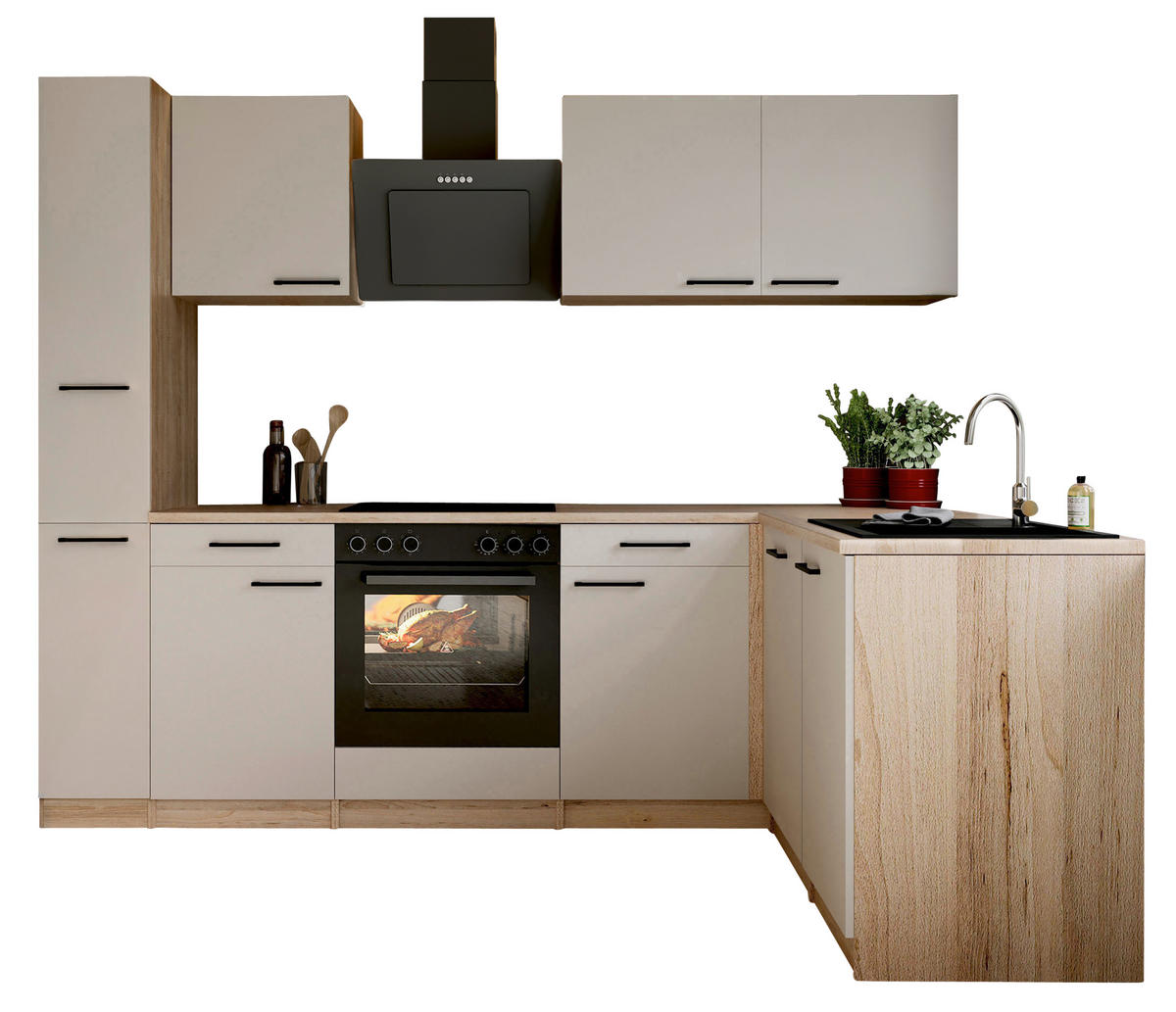 ECKKÜCHE Merle 250/172 cm  in Kaschmir  - Kaschmir/Eichefarben, Trend, Holzwerkstoff/Metall (250/172cm) - Respekta