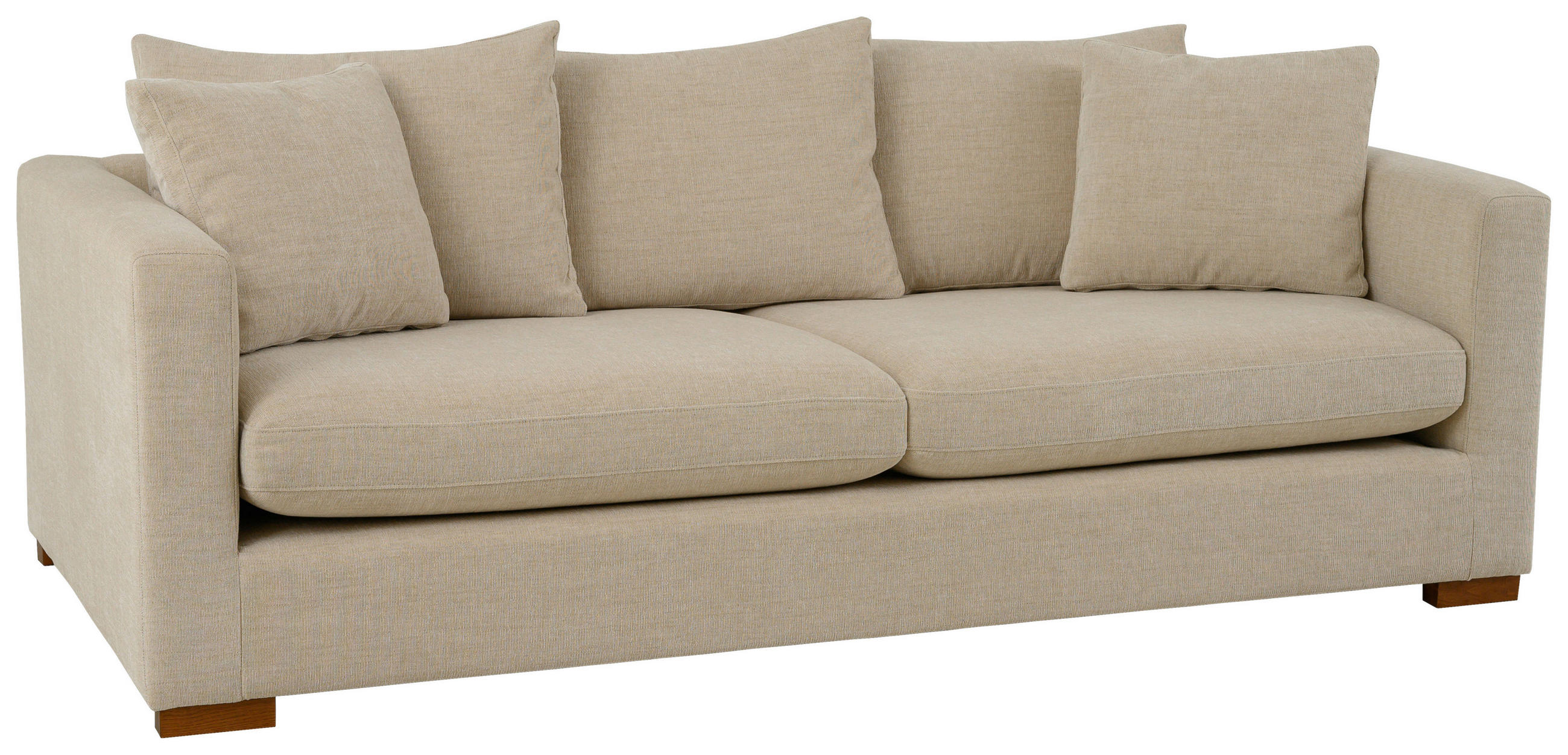 2,5-SITS SOFFA i flatväv beige  - beige/brun, Klassisk, metall/trä (220/80/113cm) - Carryhome