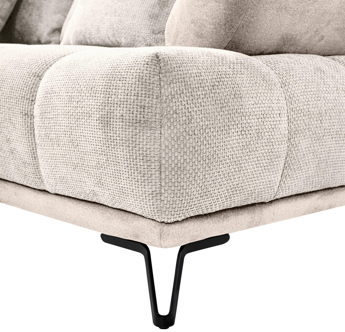 HÖRNSOFFA i chenille beige  - beige/svart, Modern, metall/textil (184/262cm) - MID.YOU