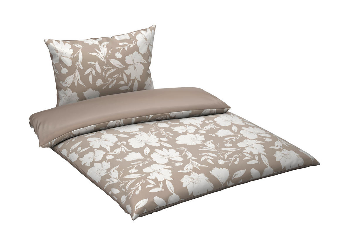 WENDEBETTWÄSCHE Mavie Satin 140/200 cm  - Taupe, KONVENTIONELL, Textil (140/200cm) - Novel