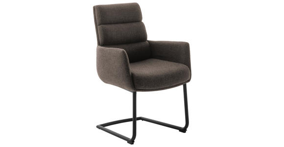ARMLEHNSTUHL in Stahl Webstoff - Schwarz/Cappuccino, Design, Textil/Metall (61/90/64cm) - Dieter Knoll