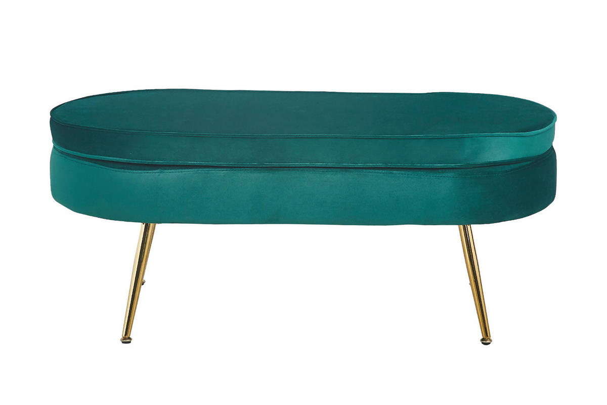 HOCKER in Textil Grün  - Goldfarben/Grün, MODERN, Textil/Metall (99/40/44cm) - Livetastic