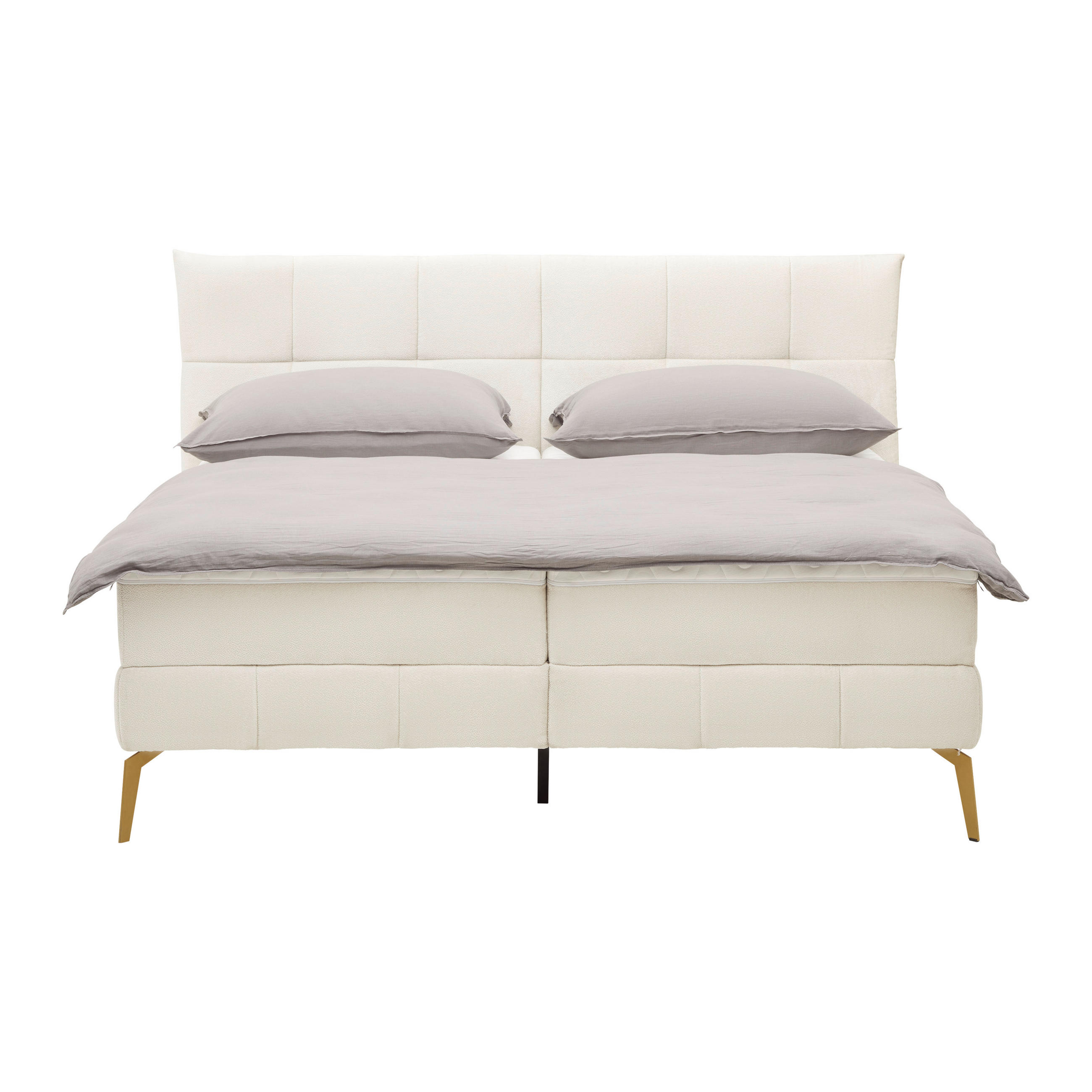 BOXSÄNG 180/200 cm  i cremefärgad  - guldfärgad/cremefärgad, metall/trämaterial (180/200cm) - Visionight