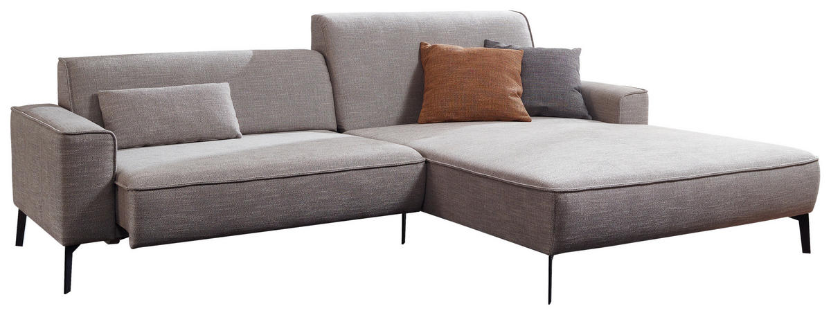 ECKSOFA in Flachgewebe Grau  - Schwarz/Grau, Design, Textil/Metall (285/190cm) - Johann Jakob
