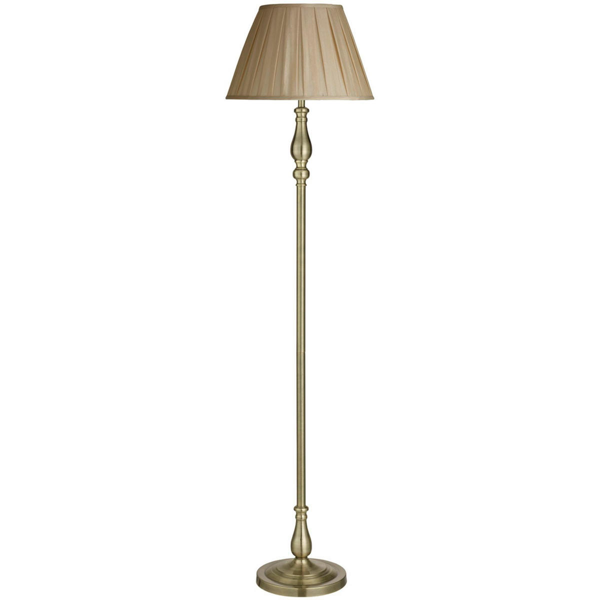 GOLVLAMPA Flemish 40,5/170 cm    - ljusbrun/mässingsfärgad, Klassisk, metall/textil (40,5/170cm)