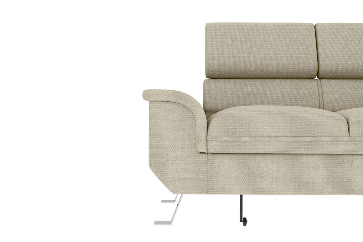 ECKSOFA in Struktur Creme  - Silberfarben/Creme, Konventionell, Textil/Metall (268/207cm) - MID.YOU