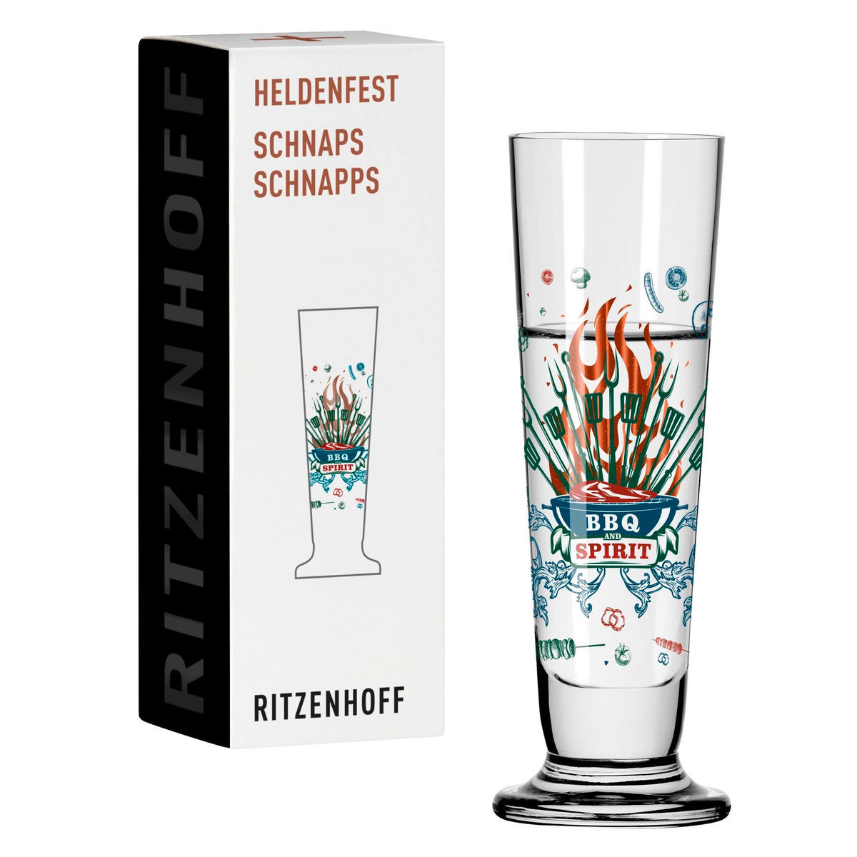 SCHNAPSGLAS 52 ml  - Blau/Rot, LIFESTYLE, Glas (3,5/3,5/11,3cm) - Ritzenhoff