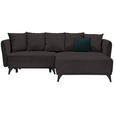 ECKSOFA in Chenille Braun  - Schwarz/Braun, LIFESTYLE, Textil/Metall (255/172cm) - Carryhome