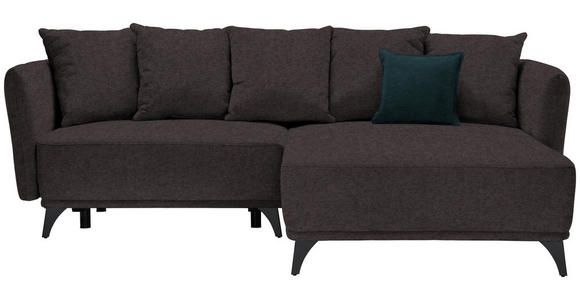 ECKSOFA in Chenille Braun  - Schwarz/Braun, LIFESTYLE, Textil/Metall (255/172cm) - Carryhome