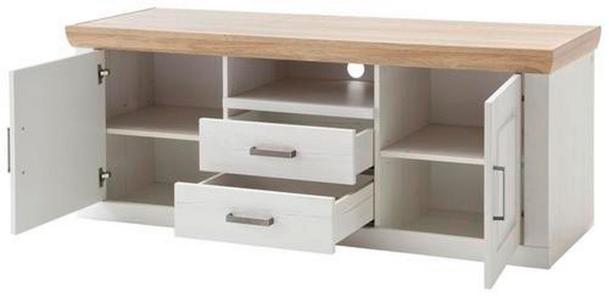 TV-ELEMENT  in 158/63/52 cm  - Eichefarben/Schwarz, Lifestyle, Holzwerkstoff/Metall (158/63/52cm) - Livetastic