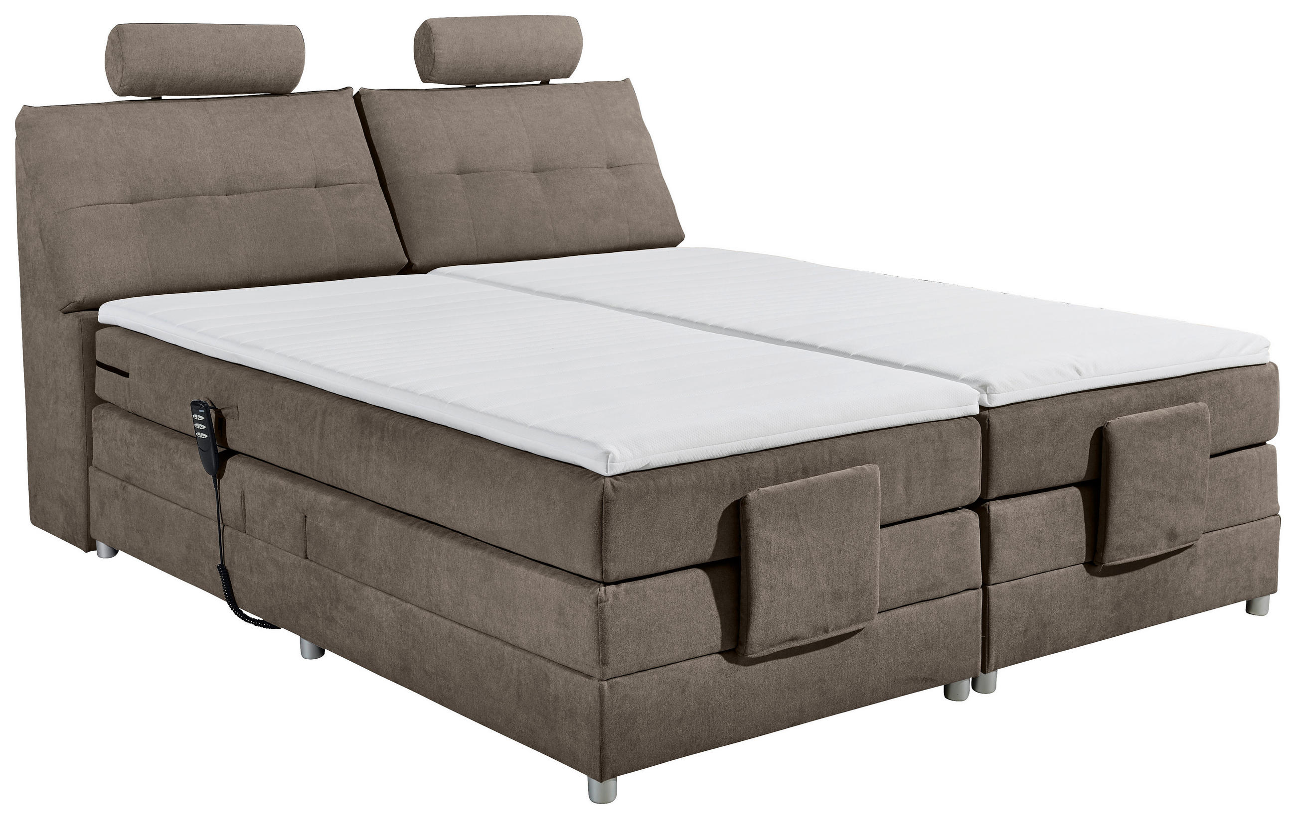 BOXSPRING-ÁGY 180/200 cm  barna  - barna/ezüstszínű, Modern, műanyag/faalapú anyag (180/200cm) - MID.YOU