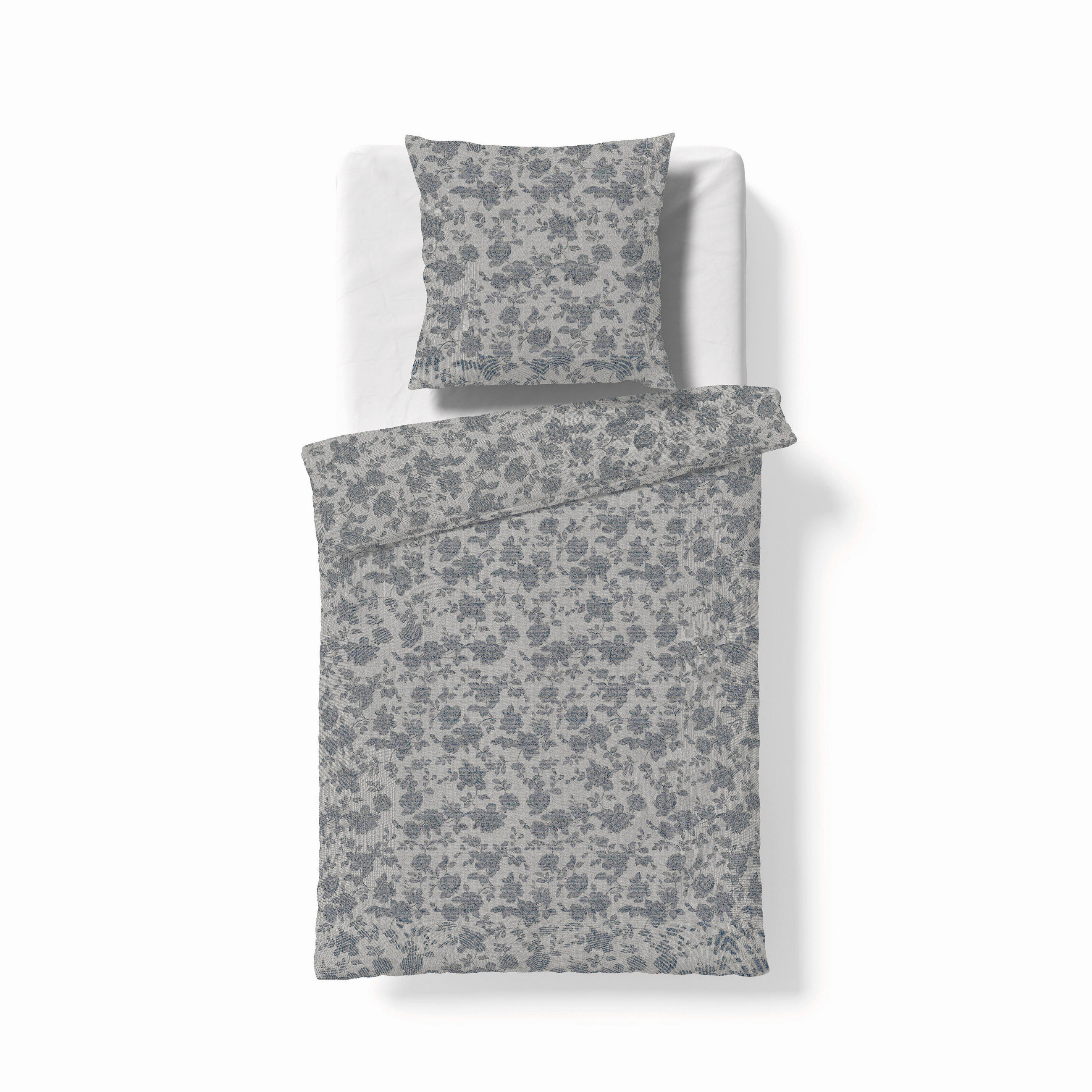 BETTWÄSCHESET 2-teilig Black Premium Tencel Damast Damast 160/210 cm  - Grau, Basics, Textil (160/210cm) - Fleuresse