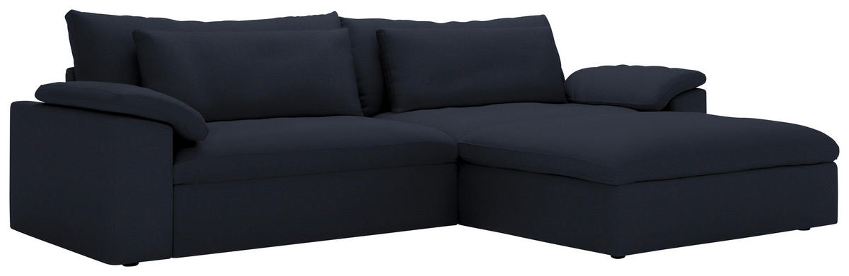 ECKSOFA  Webstoff Dunkelblau  - Schwarz/Dunkelblau, Modern, Kunststoff/Textil (306/198cm) - Carryhome
