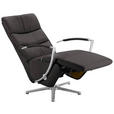 RELAXSESSEL in Leder Mokka  - Chromfarben/Mokka, Design, Leder/Metall (64/112/80cm) - Cantus