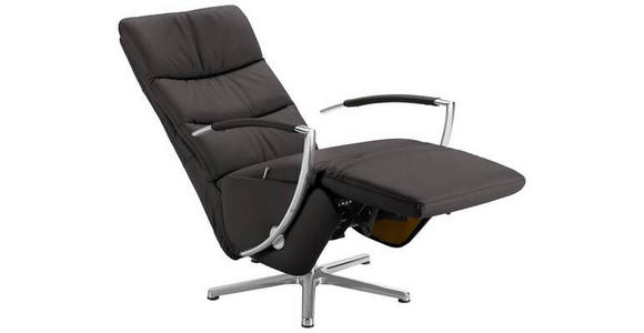 RELAXSESSEL in Leder Mokka  - Chromfarben/Mokka, Design, Leder/Metall (64/112/80cm) - Cantus