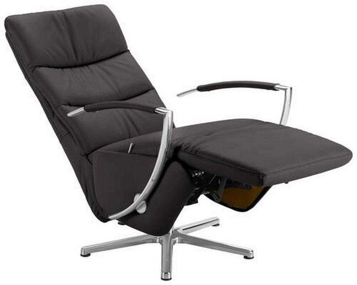 RELAXSESSEL in Leder Mokka  - Chromfarben/Mokka, Design, Leder/Metall (64/112/80cm) - Cantus
