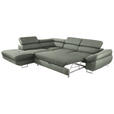 ECKSOFA in Webstoff Grau, Grün  - Grau/Grün, Design, Textil/Metall (235/280cm) - Hom`in