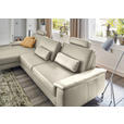 ECKSOFA  in Echtleder Ecru  176/334 cm  - Ecru/Schwarz, Design, Leder/Metall (176/334cm) - Dieter Knoll