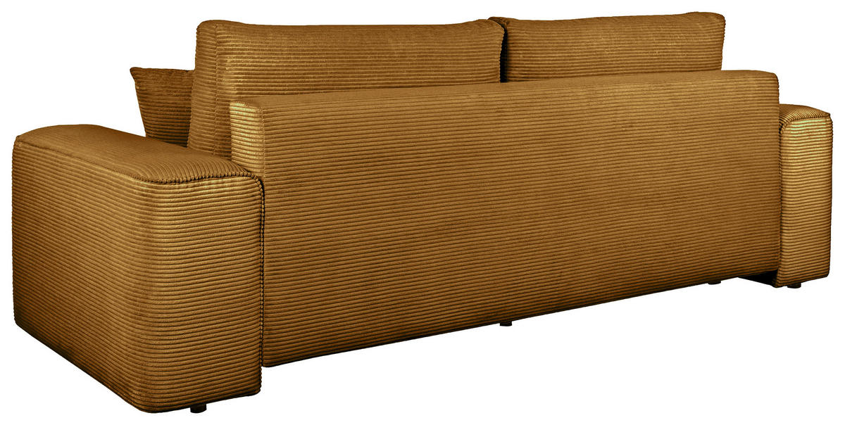 SCHLAFSOFA  mit Rücken echt, Armteil links, Armteil rechts Cord Senfgelb  - Senfgelb/Schwarz, Design, Kunststoff/Textil (261/95/108cm) - Xora