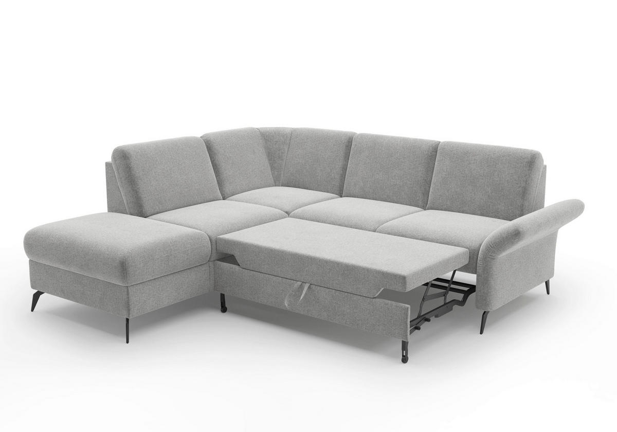 ECKSOFA ROCHELLE E Hellgrau Flachgewebe  - Hellgrau/Schwarz, KONVENTIONELL, Textil/Metall (216/240cm) - Sit & More