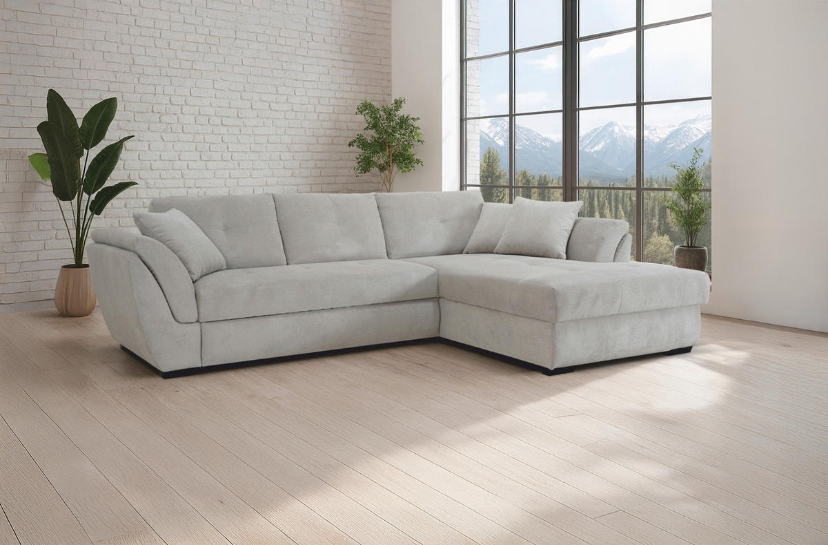 ECKSOFA Greige  - Greige/Schwarz, Konventionell, Textil (278/187cm) - MID.YOU