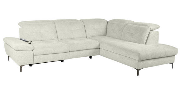 ECKSOFA Naturfarben Webstoff  - Schwarz/Naturfarben, KONVENTIONELL, Textil/Metall (288/225cm) - Carryhome