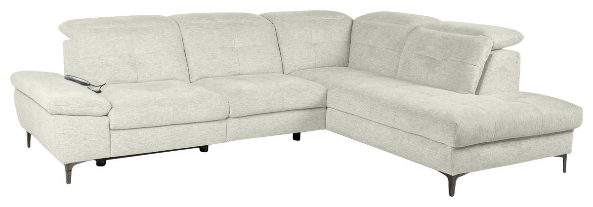 ECKSOFA Naturfarben Webstoff  - Schwarz/Naturfarben, KONVENTIONELL, Textil/Metall (288/225cm) - Carryhome